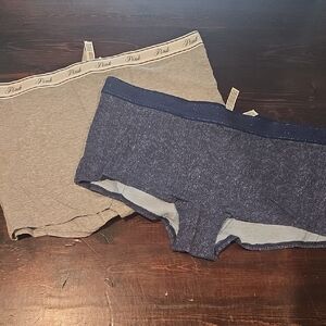 ​NWT Victoria's Secret PINK Boyshort Panty Lot 2 XXL Gray Navy